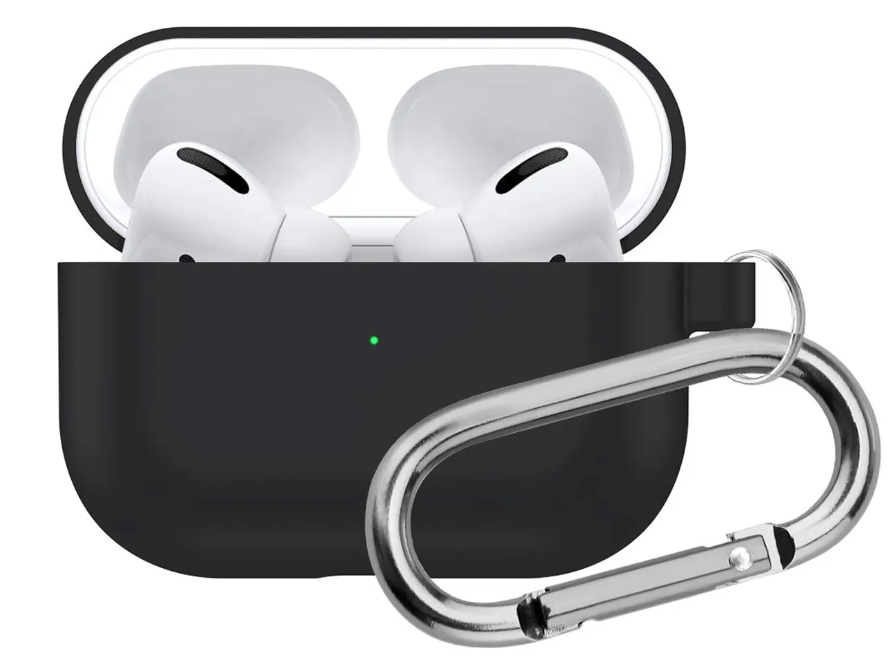 

Чехол силиконовый для Airpods Pro/Pro 2, черный с карабином