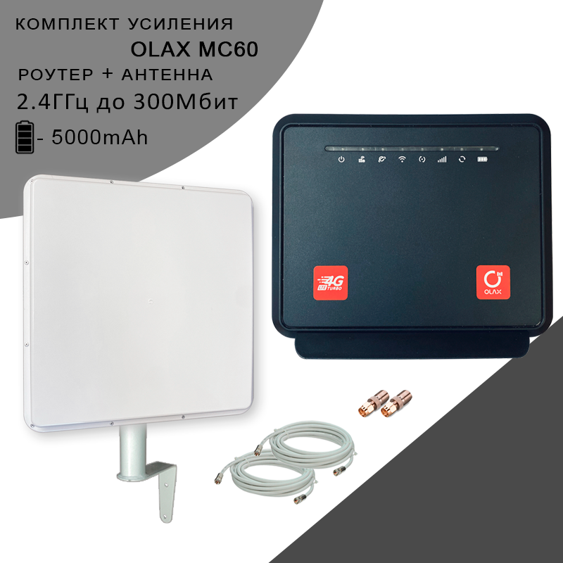 

WiFi роутер MC60 с внешней антенной MIMO 2x2 20Дб + сим карта, mc60
