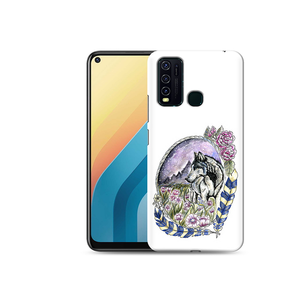 

Чехол MyPads Tocco для Vivo Y30 нарисованный волк в цветах с перьями (PT149334.437.509), Прозрачный, Tocco