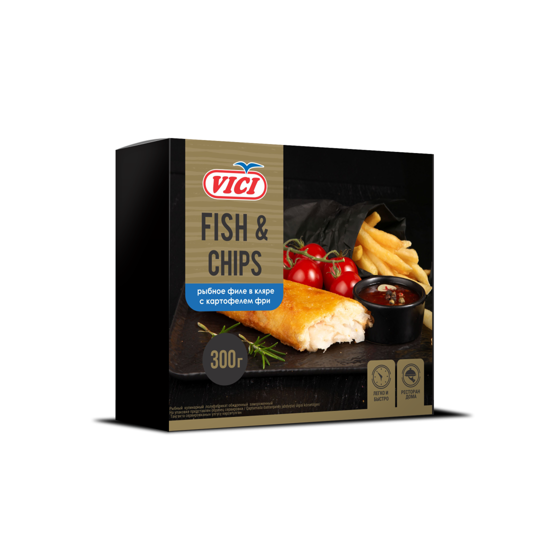 

Рыбное филе Vici Fish&Chips в кляре с картофелем фри замороженное 300 г