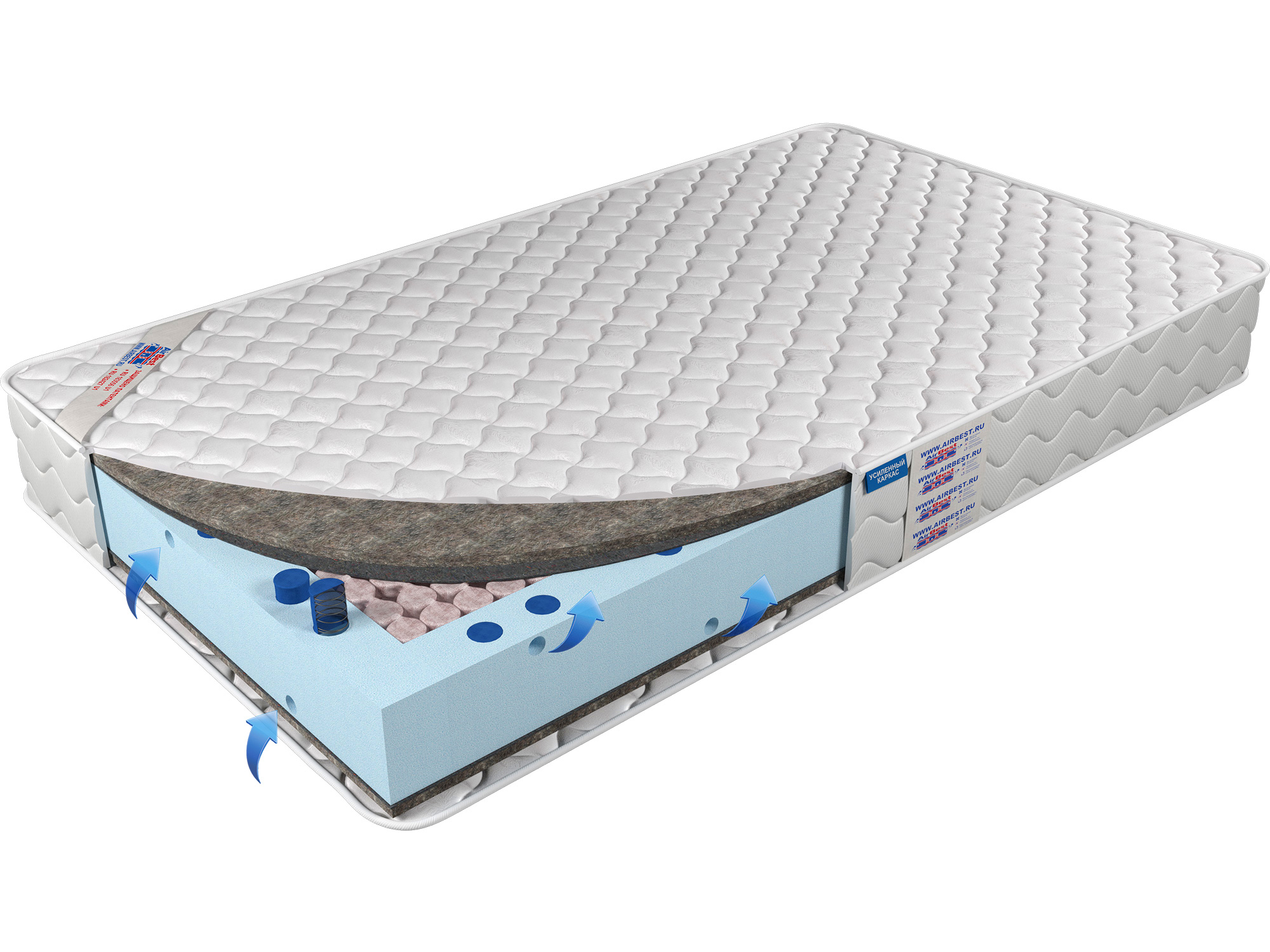 

Матрас Airbest Smile s1000 160x180x21, Белый, Матрас Airbest Smile s1000