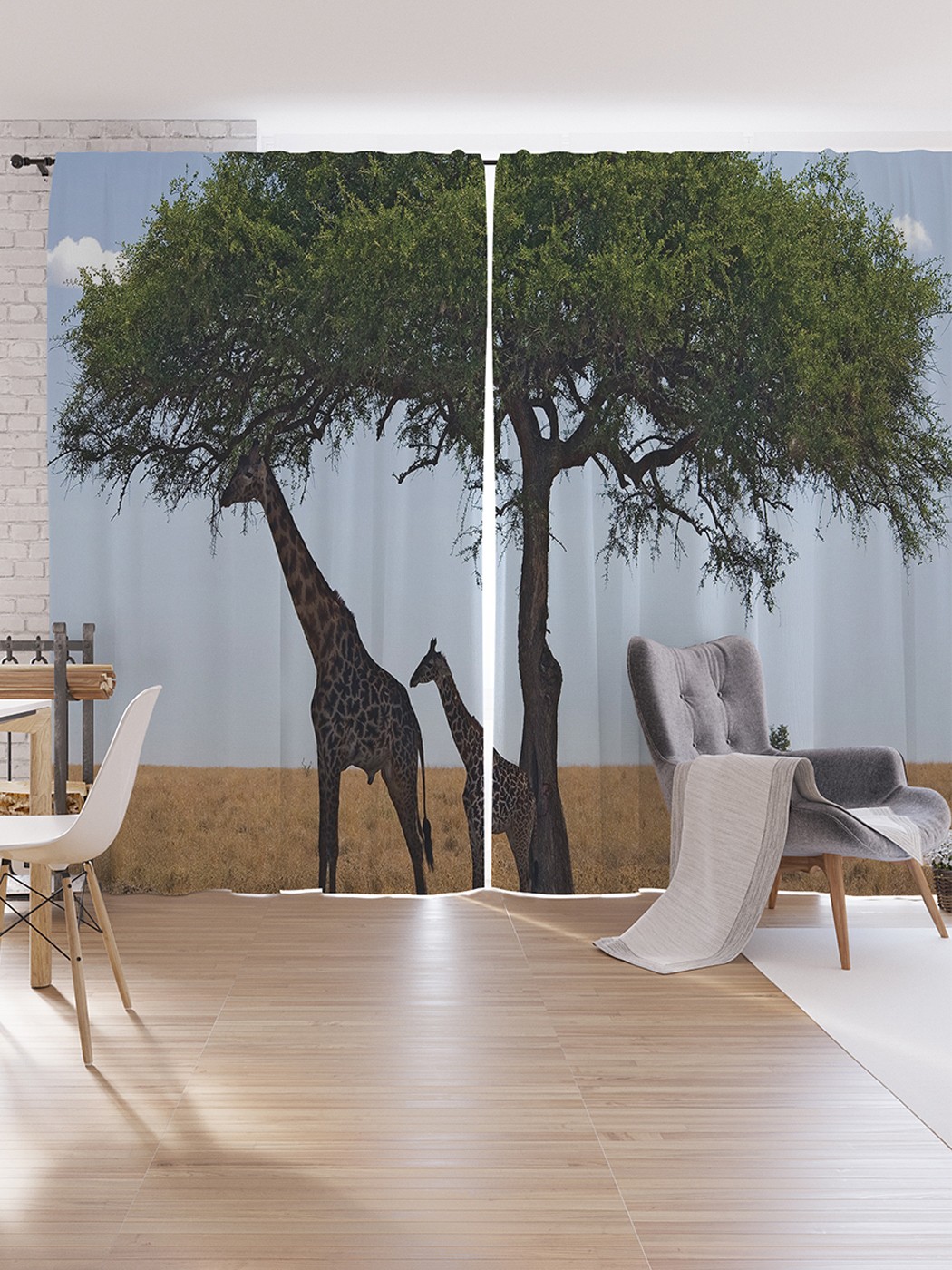 

Шторы под лён JoyArty "Жирафы прохлаждаются в тени", серия Oxford DeLux, 340х265 см, Жирафы прохлаждаются в тени