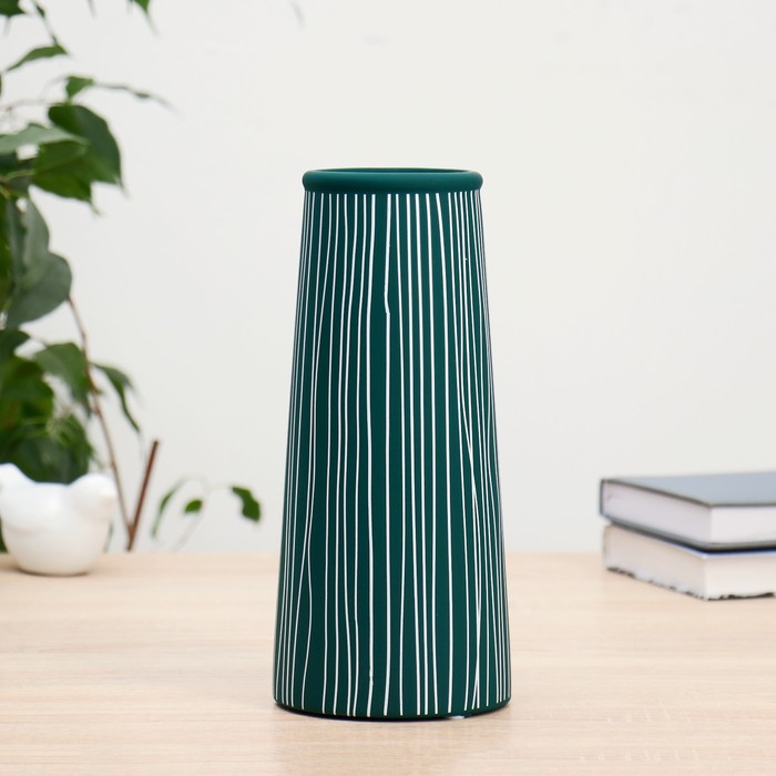 

Ваза керамика "Моник" H=23 см, d внутр.=6см, d нар.=7,5см, тёмно-зелёный