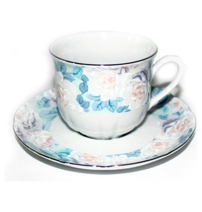 

Набор чайных пар 200 мл 6 шт Thun "Роза /Голубая роза /платина" / 232348, Белый;голубой