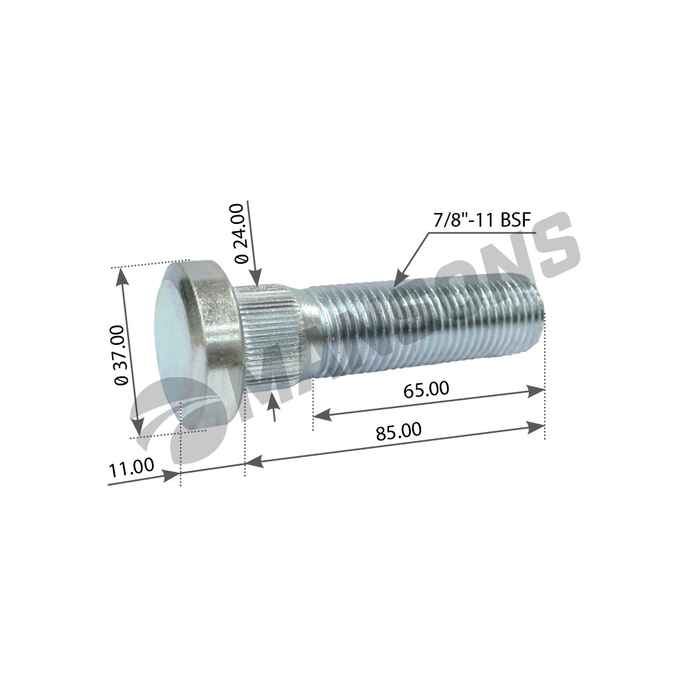 Болт колёсный Sc R-ser 7/8-11BSF L85мм.HD 309207