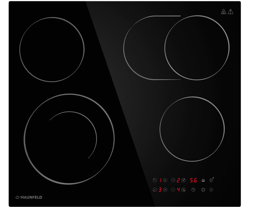 электрическая варочная панель maunfeld cvce594smdbk 59 см 4 конфорки Встраиваемая варочная панель электрическая MAUNFELD CVCE594SMDBK черный