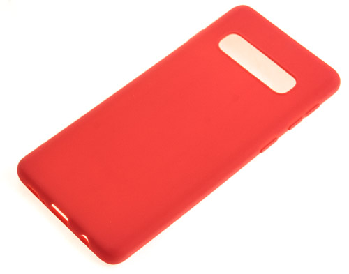 Силиконовый чехол TPU Case матовый для Samsung S10 красный