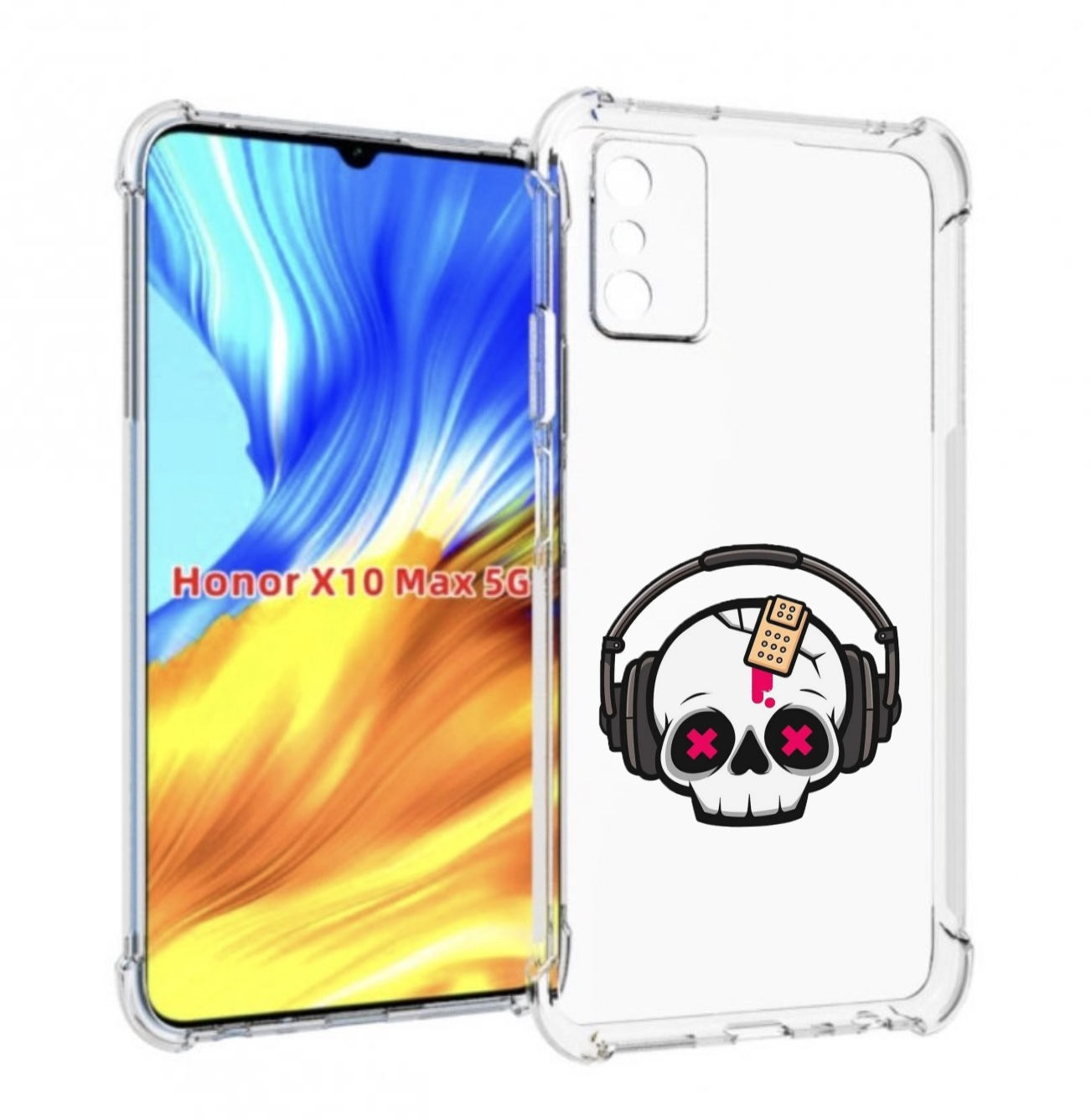 

Чехол MyPads черепок в наушниках для Honor X10 Max, Прозрачный, Tocco