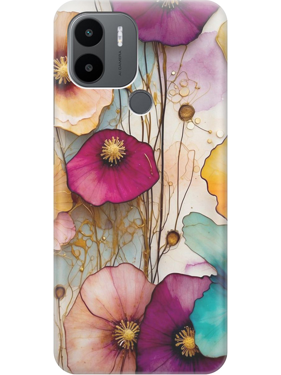 

Силиконовый чехол на Xiaomi Redmi A1+/A2+, Poco C50/C51 с принтом "Панно из цветов", Прозрачный;красный;белый, 762092122
