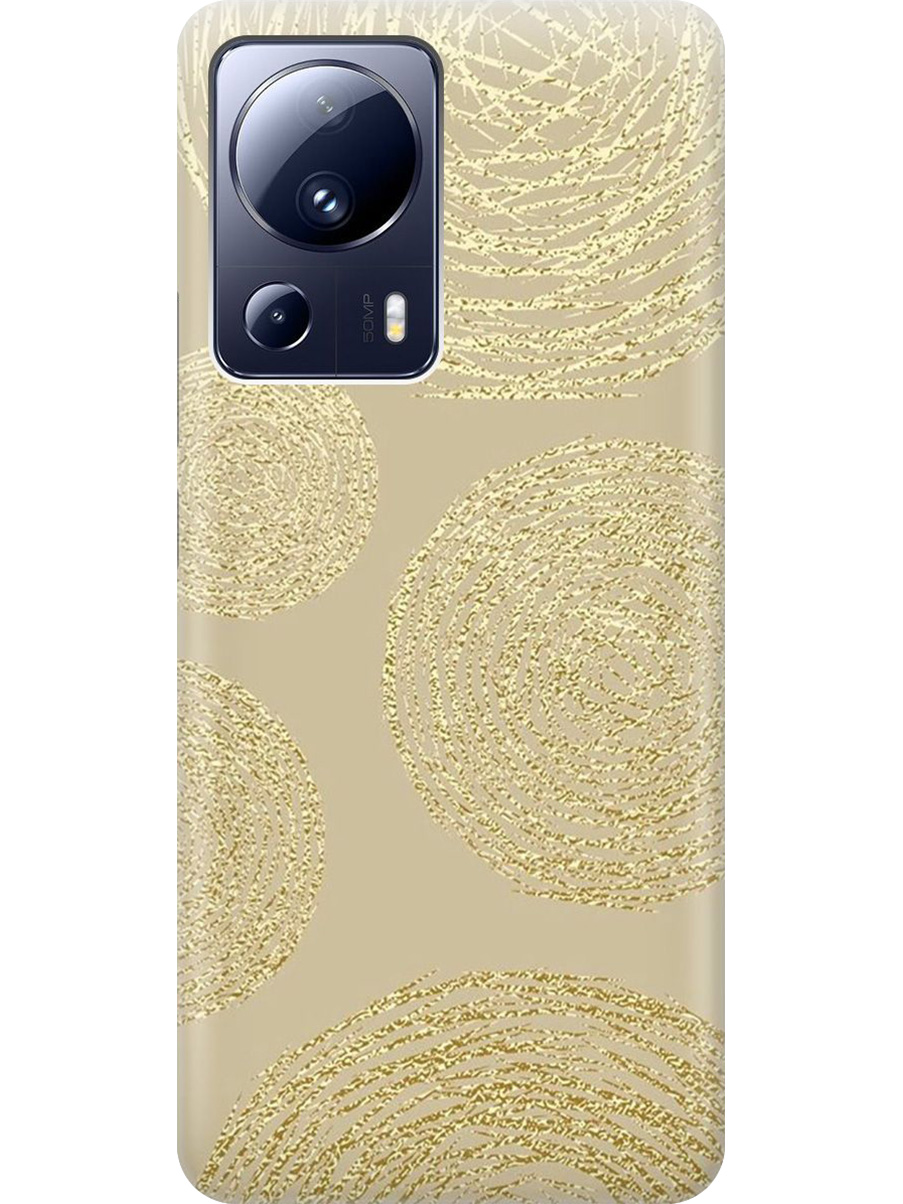 

Силиконовый чехол на Xiaomi 13 Lite с принтом "Золотые круги", Прозрачный;золотистый, 768741231
