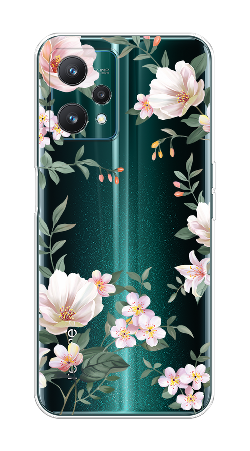 

Чехол на Realme 9 Pro "Beautiful white flowers", Бежевый;зеленый, 2511150-1