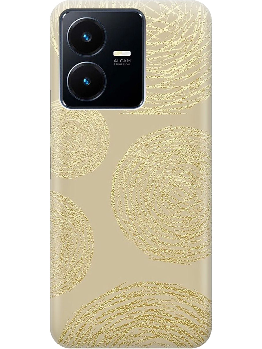 

Силиконовый чехол на Vivo Y22 с принтом "Золотые круги", Прозрачный;золотистый, 766400631