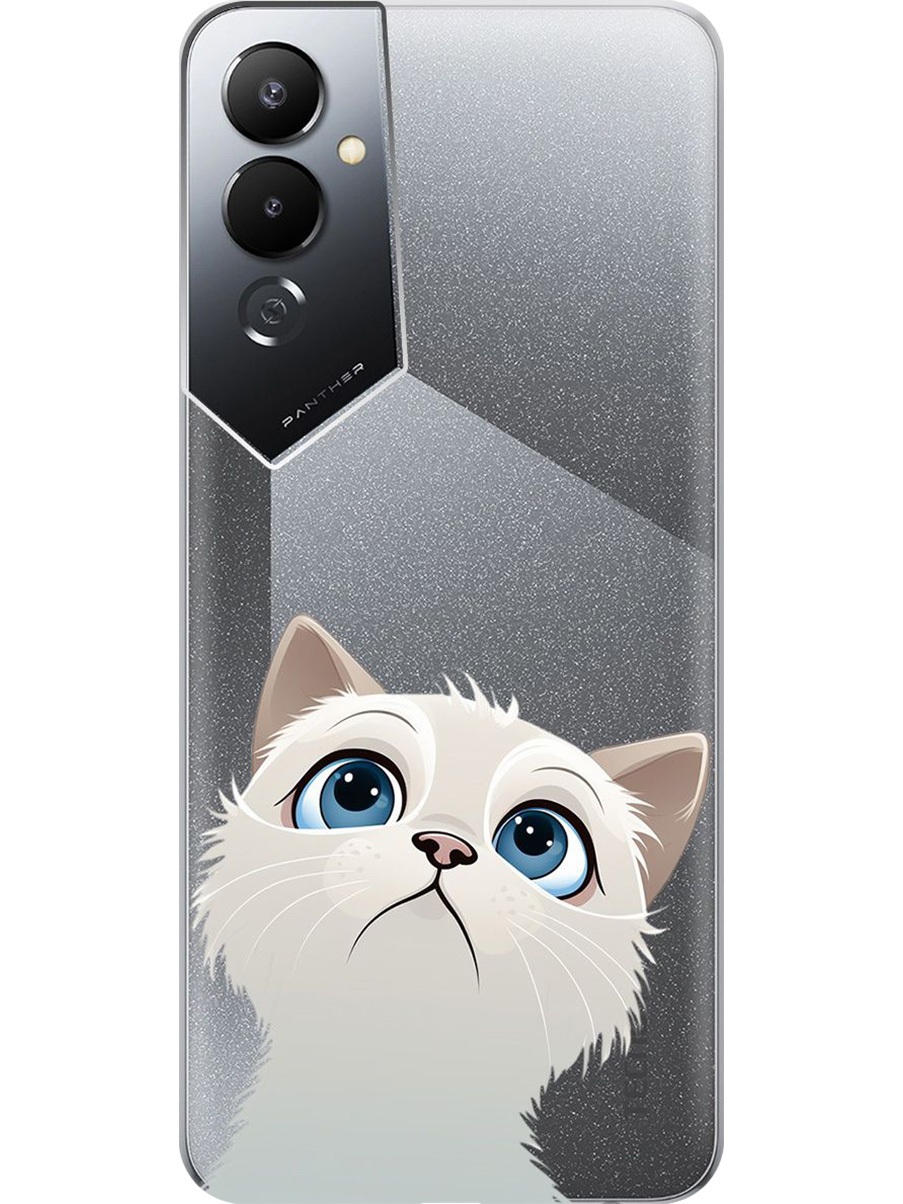 

Силиконовый чехол на Tecno Pova 4 с принтом "Белый котик" прозрачный, Прозрачный;белый, 762091411