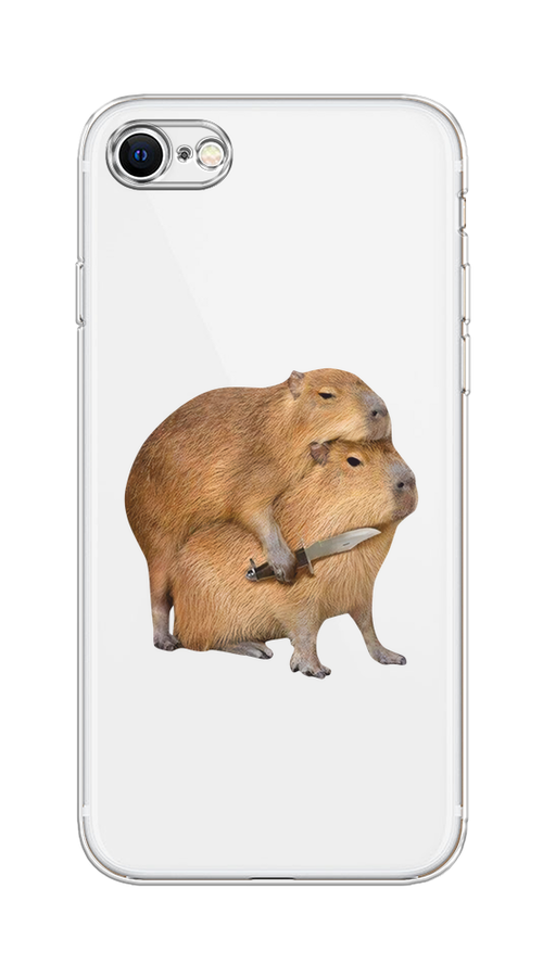 

Чехол на Apple iPhone 7/8/SE 2020/SE 2022 "Капибара с ножом", Бежевый, 14850-1