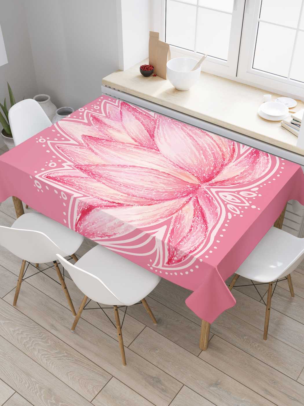 

Скатерть прямоугольная JoyArty "Лотос-символ гармонии" из сатена, 180x145 см, Розовый, Лотос-символ гармонии