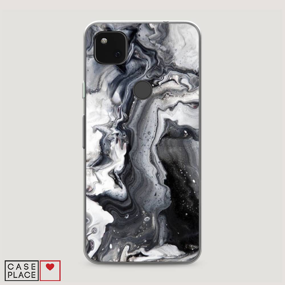 фото Силиконовый чехол "бело-черные сложные полосы" на google pixel 4a awog