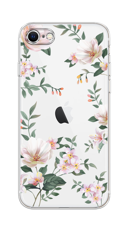 

Чехол на Apple iPhone 7/8/SE 2020/SE 2022 "Beautiful white flowers", Бежевый;зеленый, 14850-1