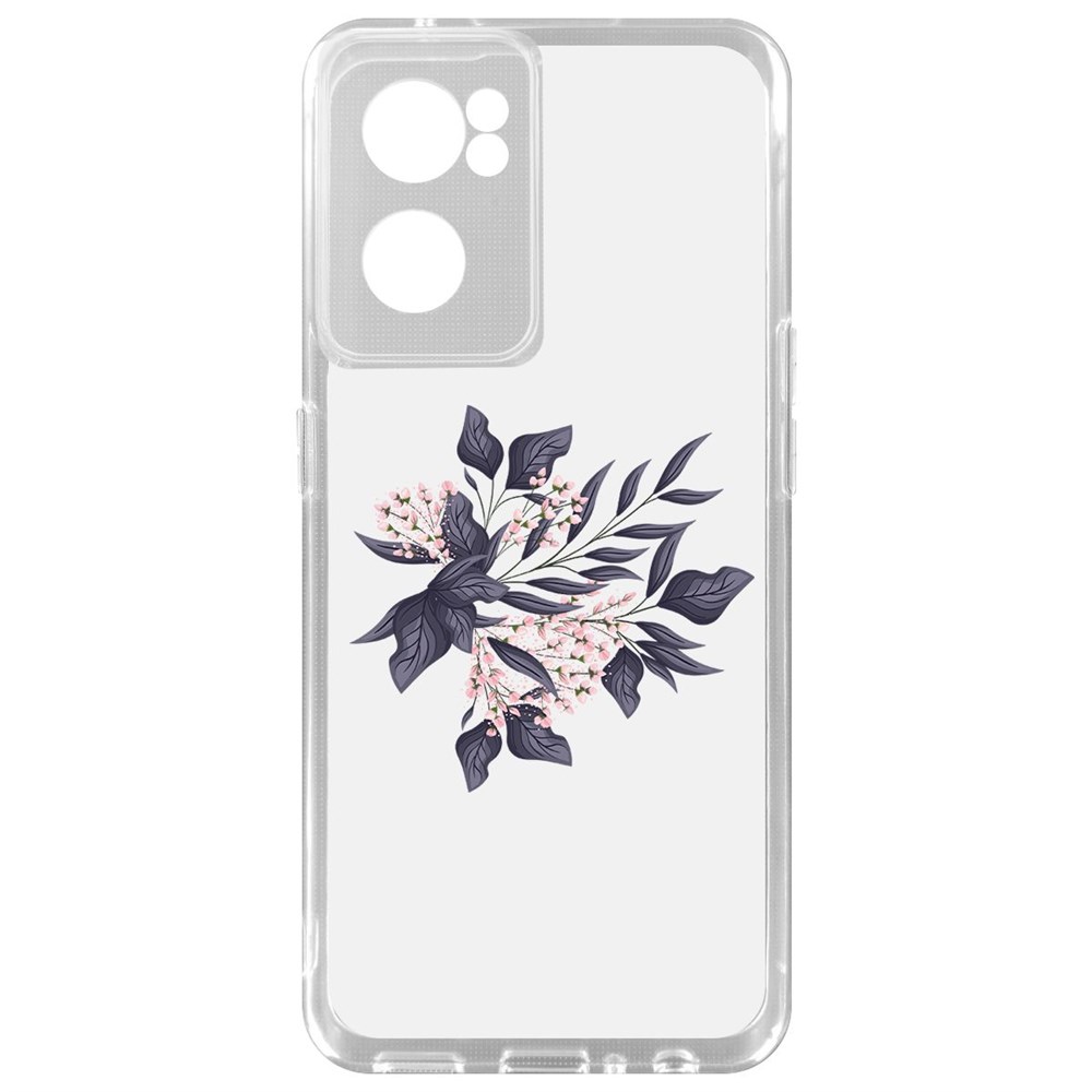 фото Чехол-накладка krutoff clear case розовые бутоны для oneplus nord ce 2 5g