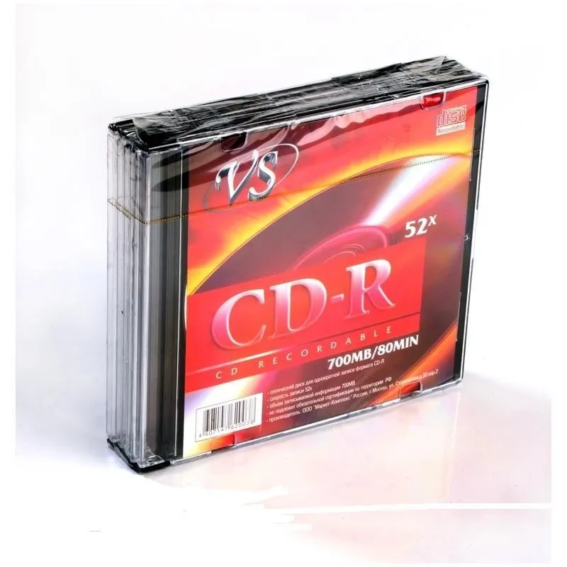 VS CD-R, скорость записи 52x, 700 мб, 5 шт