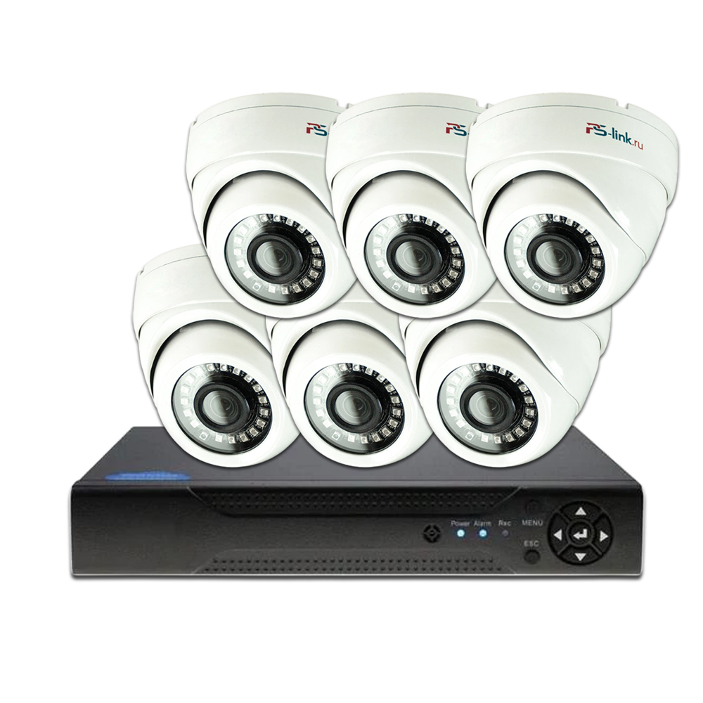 Комплект видеонаблюдения Ps-Link KIT-A506HD 6 камер AHD 5Мп для помещения. адаптер tp link tl pa4020pkit базовый комплект адаптеров powerline стандарта av500 av600 со встроенной розеткой