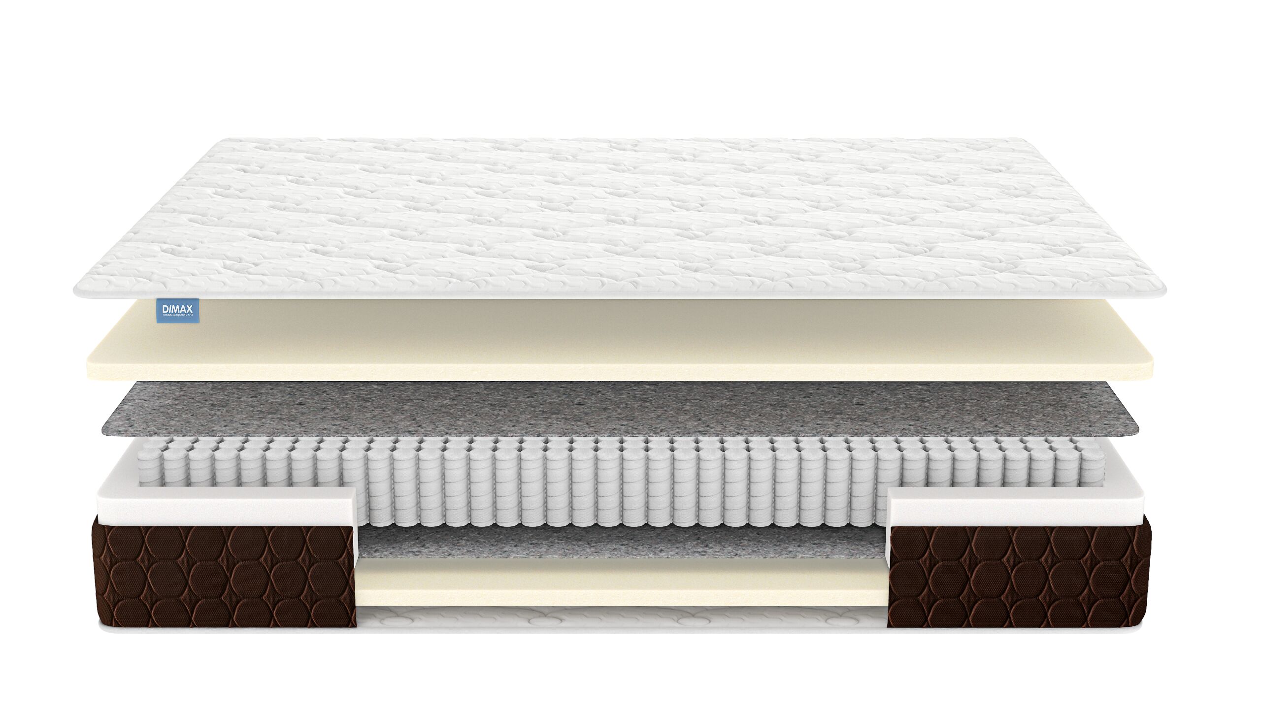 

Матрас Dimax Мега Базис Плюс 150х190, Бежевый;белый;серый;серебристый, Мега Базис Плюс