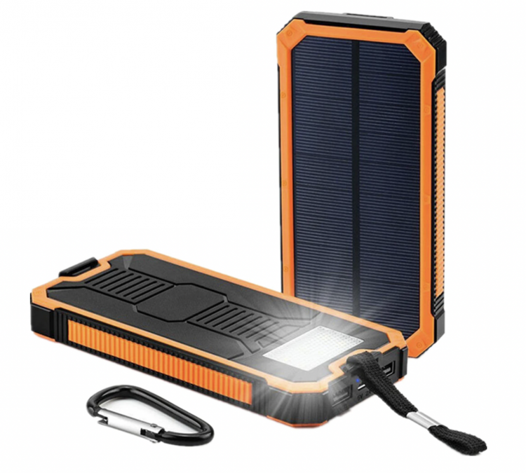 фото Водонепроницаемый внешний аккумулятор leory на солнечной батарее, 10000 мач, оранжевый