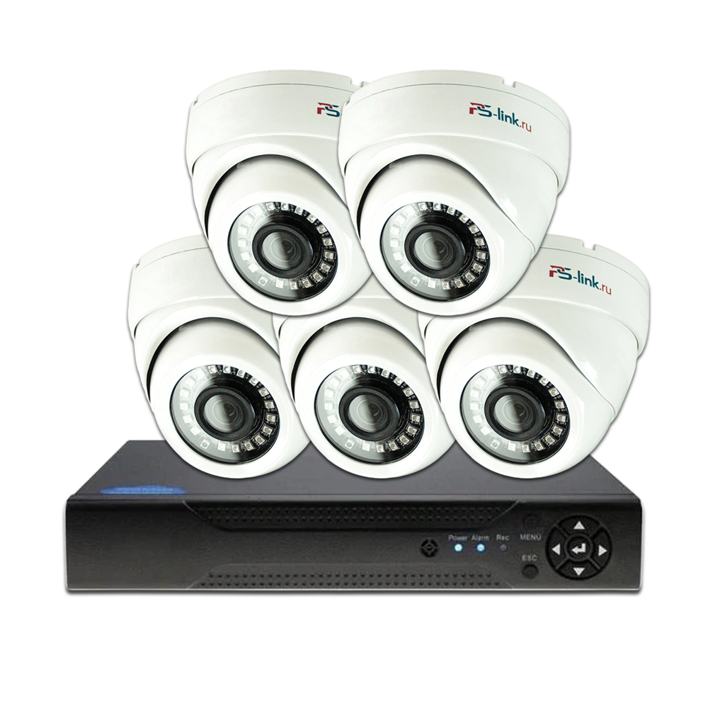 Комплект видеонаблюдения Ps-Link KIT-A505HD 5 камер AHD 5 Мп для помещения. адаптер tp link tl pa4010kit av500 av600 комплект nano адаптеров powerline