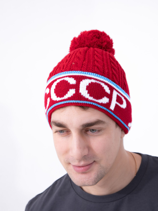 

Шапка бини мужская NoBrand 26232 красная, р.54-60, Красный, 26232