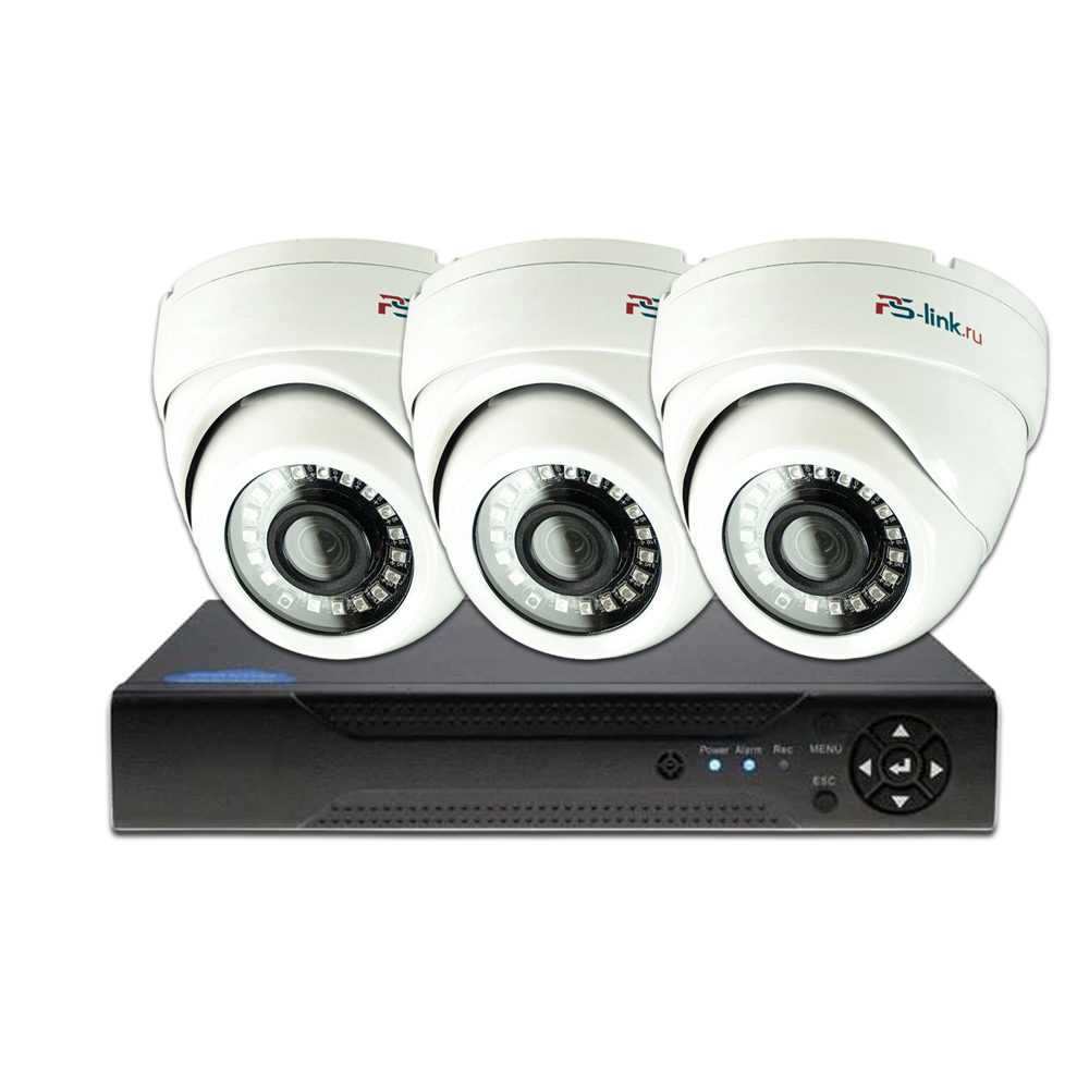Комплект видеонаблюдения AHD Ps-Link KIT-A503HD 3 уличных 5Мп камер светильник линейный дарклайт sy link sy link 110 bl 6 ww