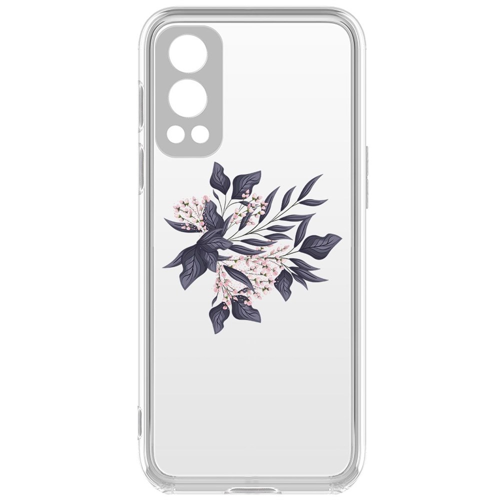 фото Чехол-накладка krutoff clear case розовые бутоны для oneplus nord 2 5g