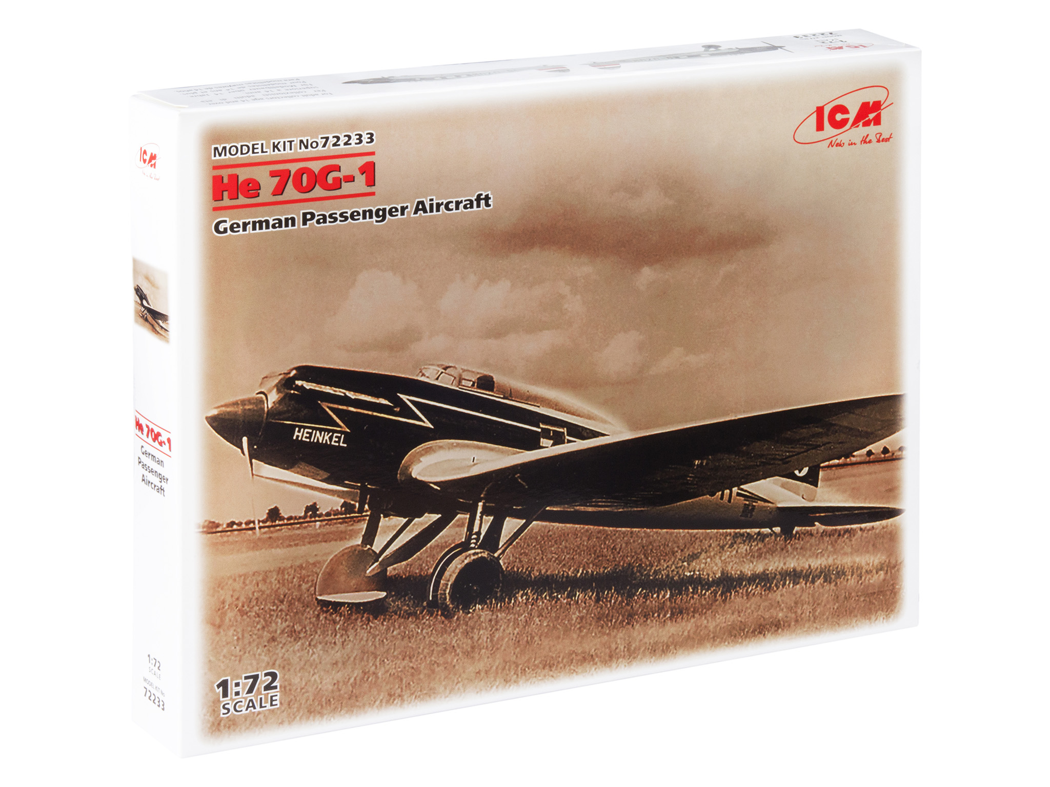 фото Сборная модель icm 1/72 германский пассажирский самолёт he 70g-1 72233