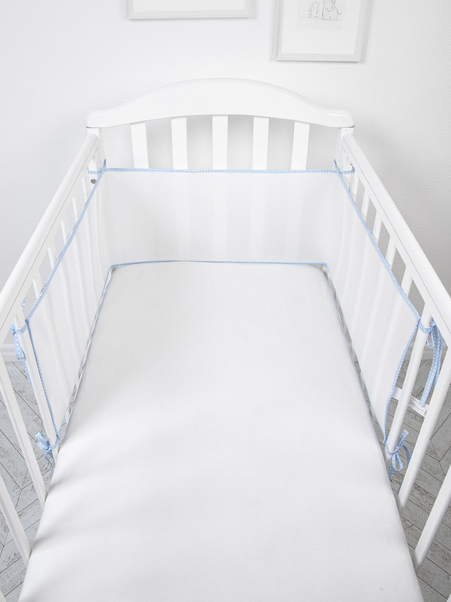 Бортик сетка защитный в кроватку Baby Nice для новорожденных 180х30 см, белый, голубой поддон для душ ограждения 95x95 am pm like round w83t 333 095w белый акрил