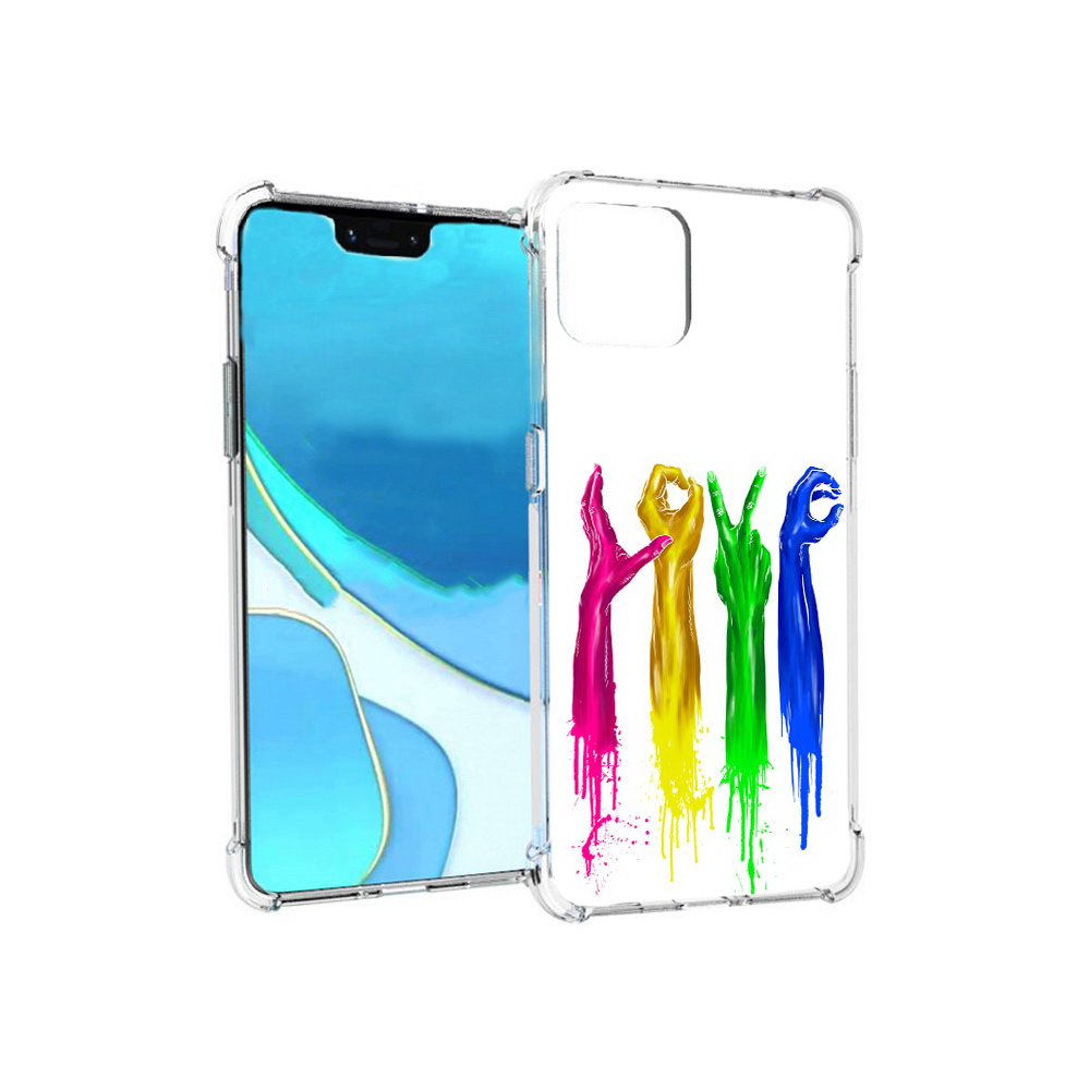 

Чехол MyPads Tocco для Google Pixel 4 XL яркие руки love, Прозрачный, Tocco