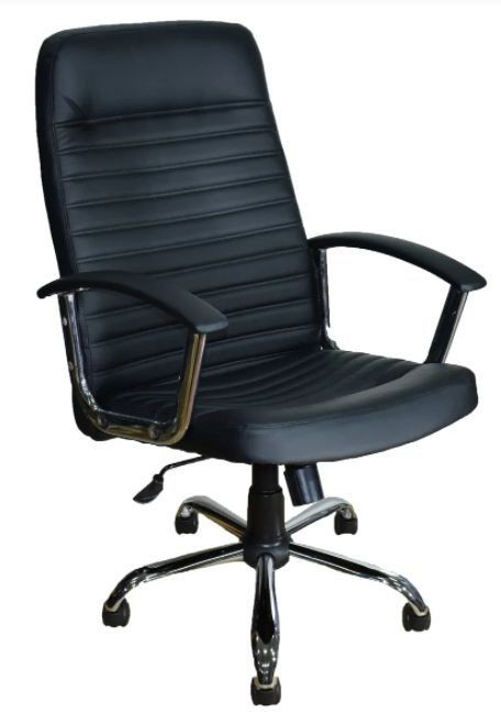 Кресло компьютерное ЯрКресло Кресло Кр60 ТГ ХРОМ ЭКО1 (экокожа черная)