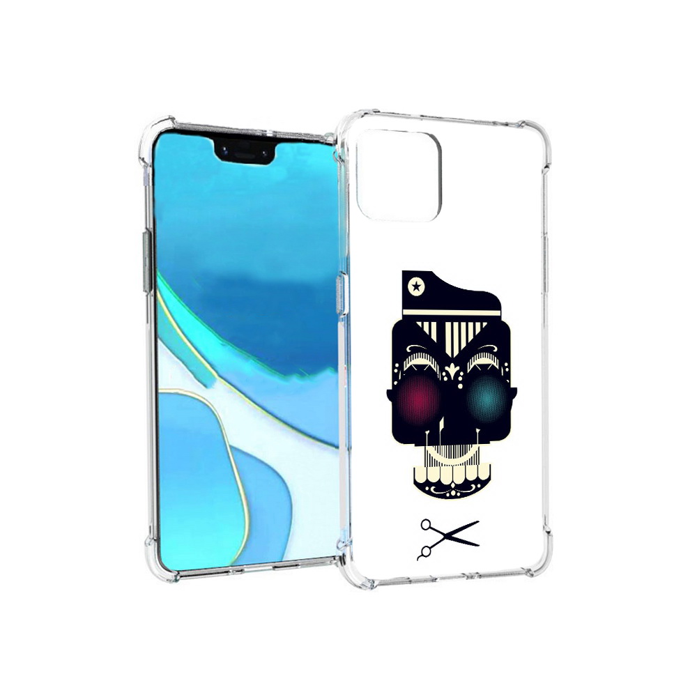 

Чехол MyPads Tocco для Google Pixel 4 XL черно белый скелет с яркими глазами, Прозрачный, Tocco