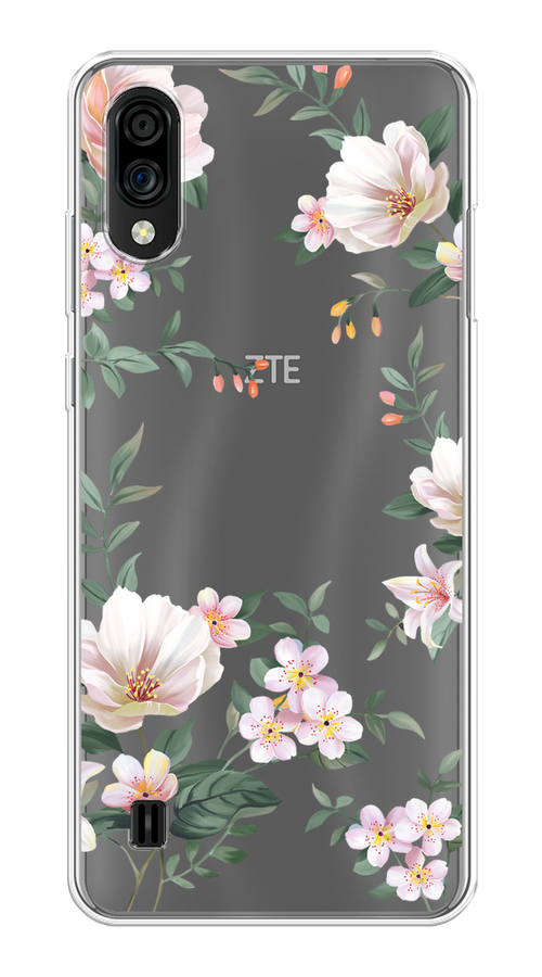 

Чехол на ZTE Blade A51 lite/Blade A5 (2020) "Beautiful white flowers", Бежевый;зеленый, 134950-1