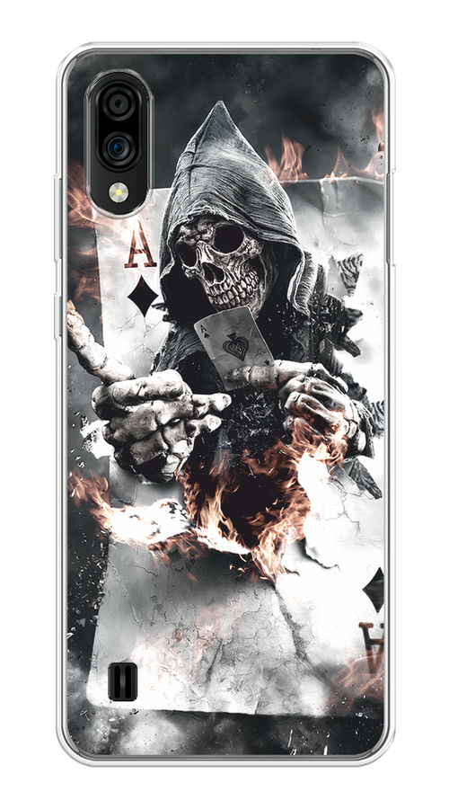 

Чехол на ZTE Blade A51 lite/Blade A5 (2020) "Карты черепа в капюшоне", Белый;серый, 134950-1