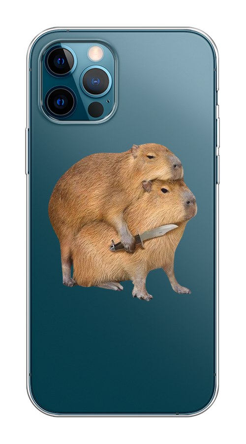 

Чехол на Apple iPhone 12/12 Pro "Капибара с ножом", Бежевый, 12850-1