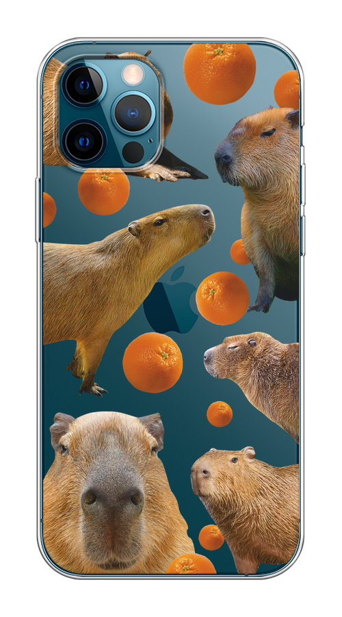 

Чехол на Apple iPhone 12/12 Pro "Капибара и апельсины", Бежевый;оранжевый, 12850-1