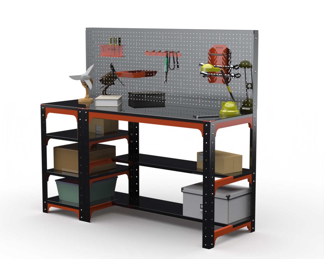 

Стол металлический Metalex 201249 KIT 750х1600х500 с боковыми полками, перфопанелью