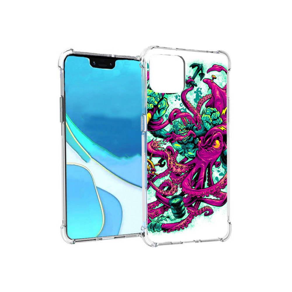 

Чехол MyPads Tocco для Google Pixel 4 XL фиолетовый кракен, Прозрачный, Tocco