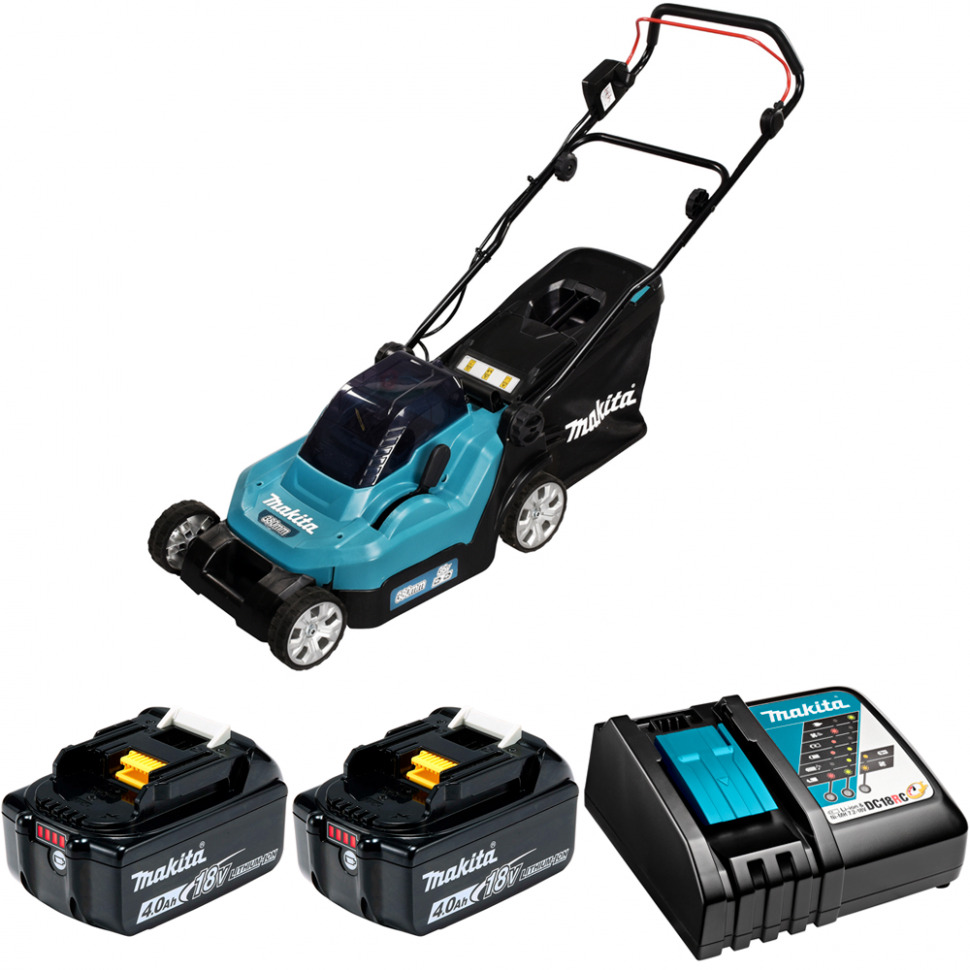 

Газонокосилка аккумуляторная Makita 38см 36В Li-Ion 2х4Ач DLM382RM2