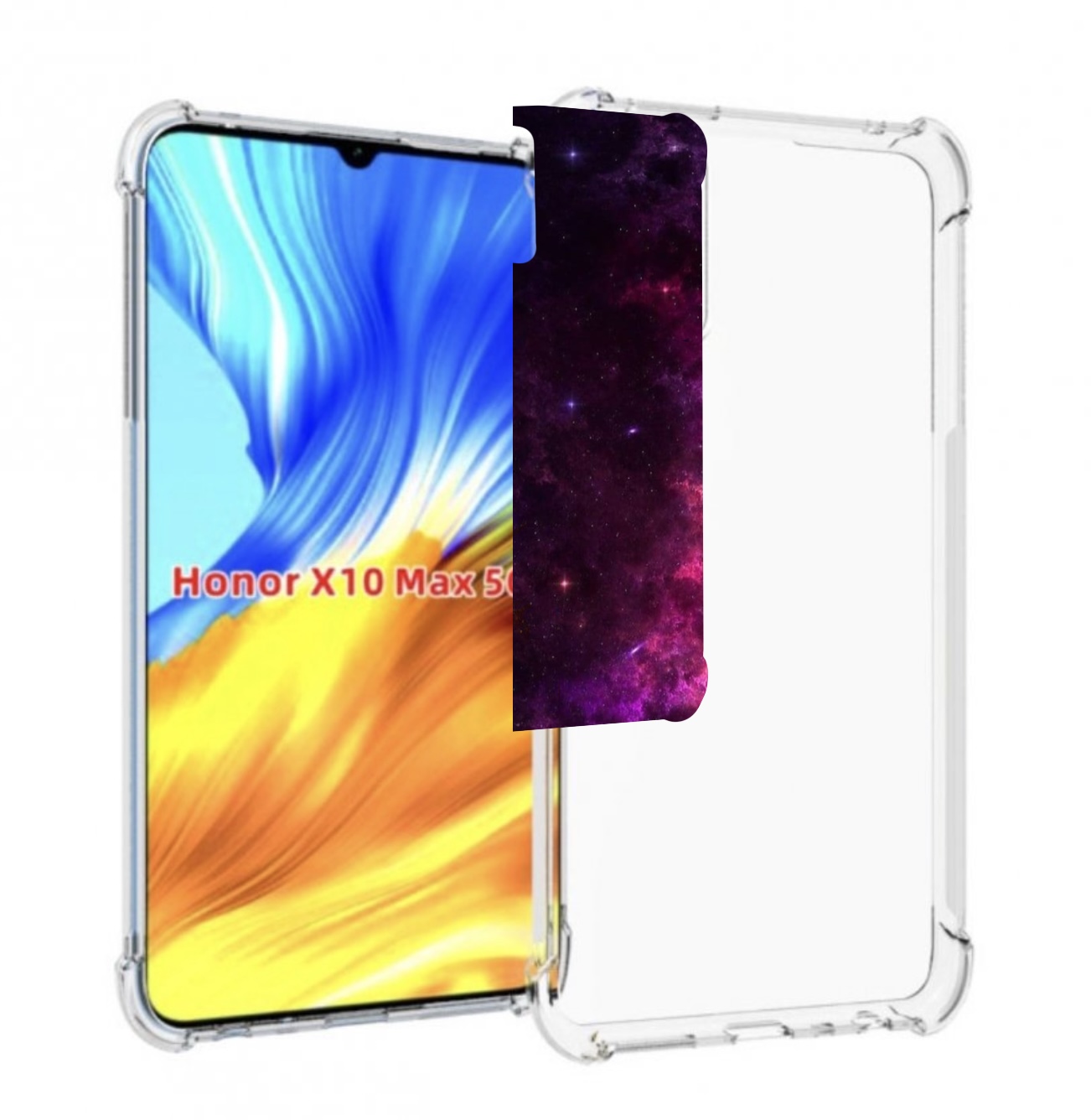 

Чехол MyPads фиолетовый-космос-с-облаками для Honor X10 Max, Прозрачный, Tocco