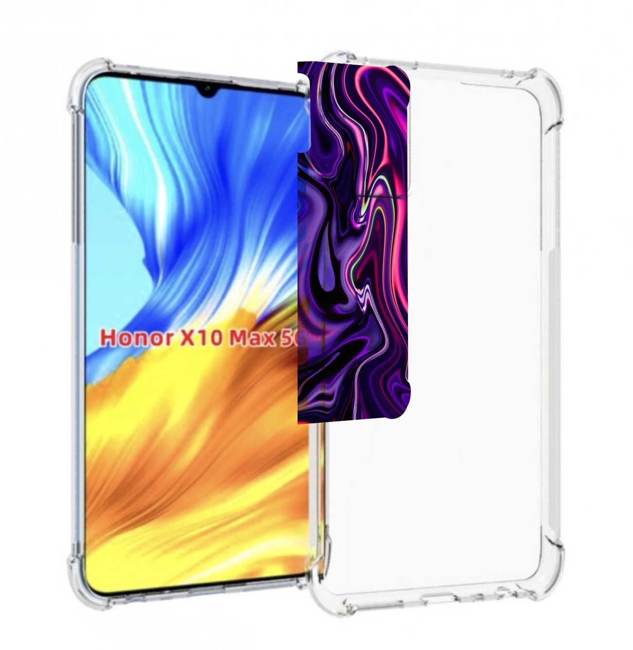 

Чехол MyPads фиолетовые краски для Honor X10 Max, Прозрачный, Tocco