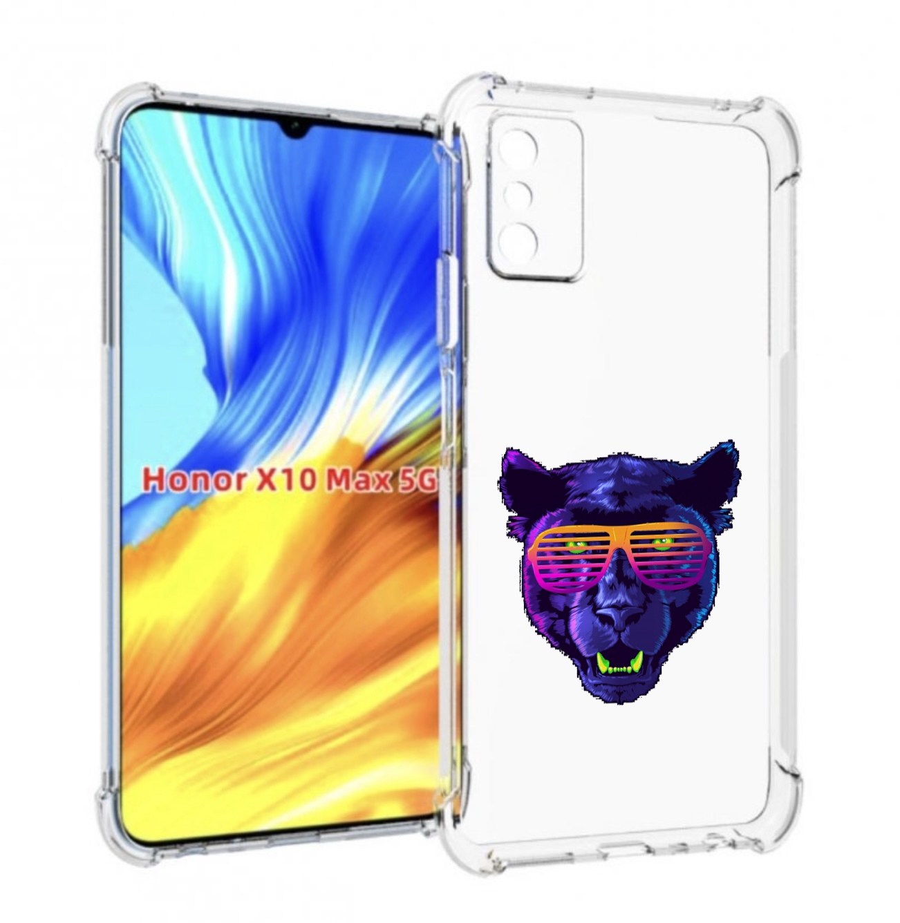 

Чехол MyPads фиолетовая пума в очках для Honor X10 Max, Прозрачный, Tocco