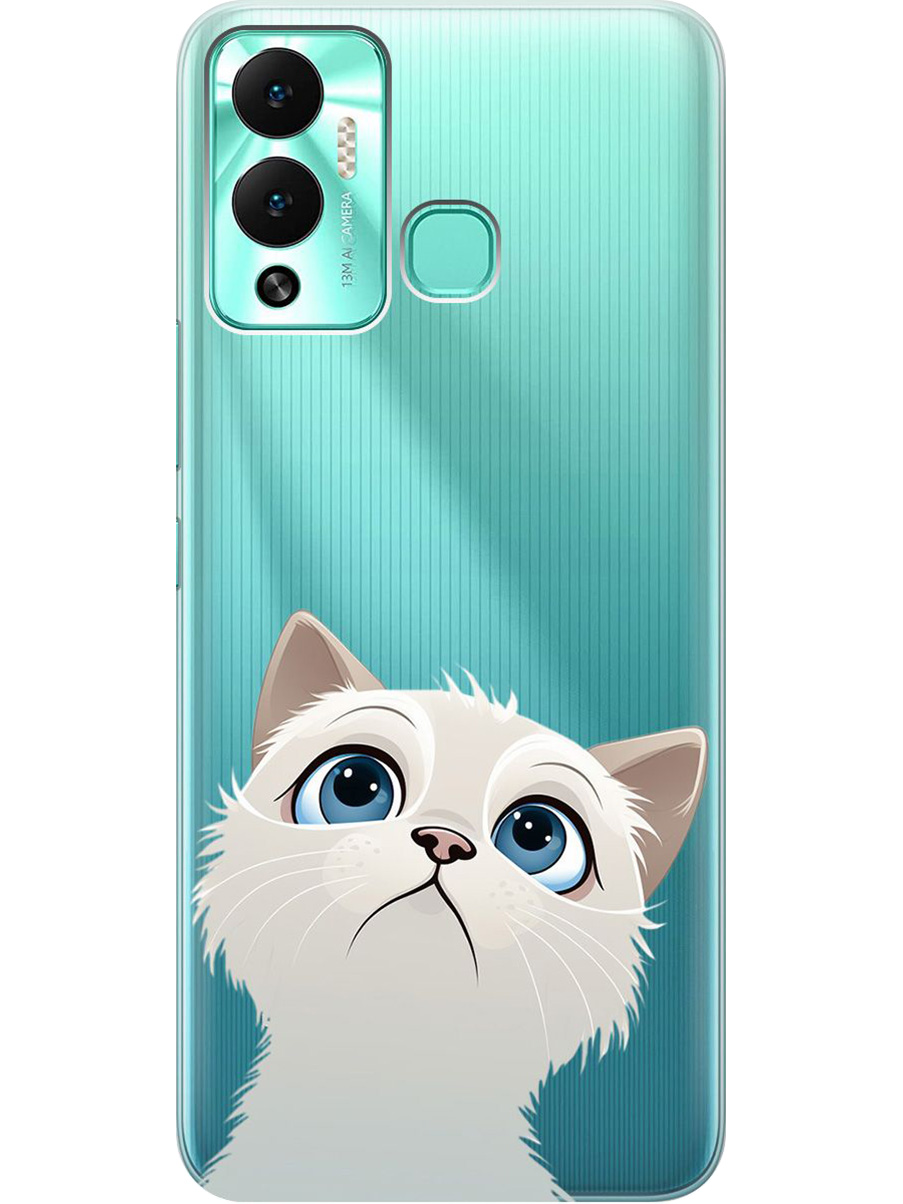 

Силиконовый чехол на Infinix Hot 12 Play NFC с принтом "Белый котик" прозрачный, Прозрачный;белый, 743694411