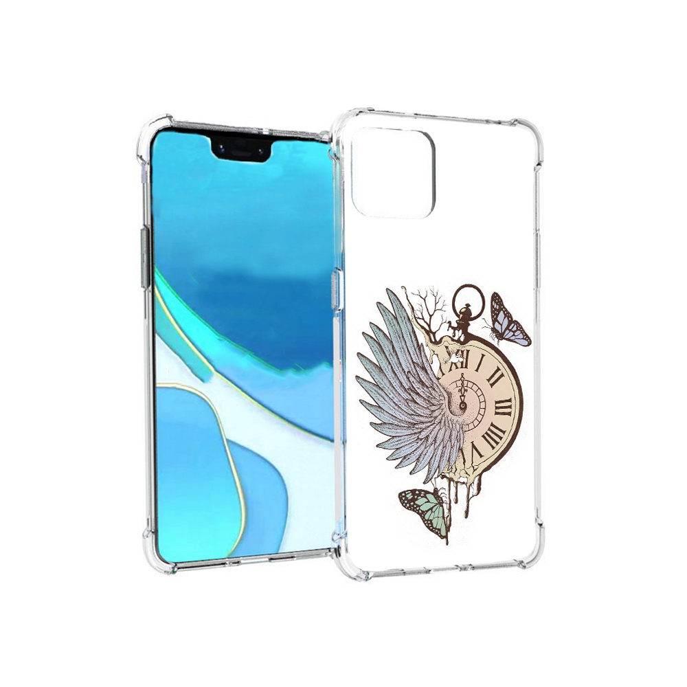 

Чехол MyPads Tocco для Google Pixel 4 XL страинные часы с крылом, Прозрачный, Tocco