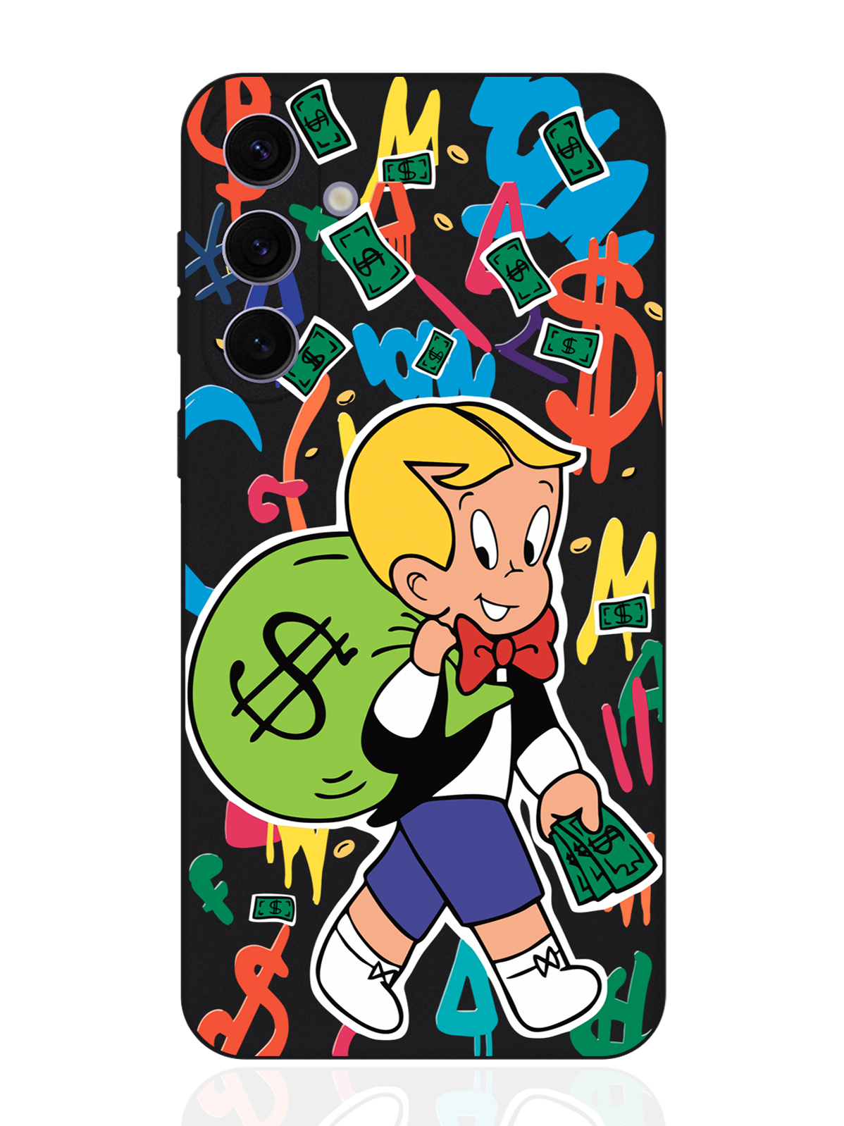 

Чехол для смартфона Samsung S24 Plus черный силиконовый Monopoly Richie Rich, Разноцветный, Samsung
