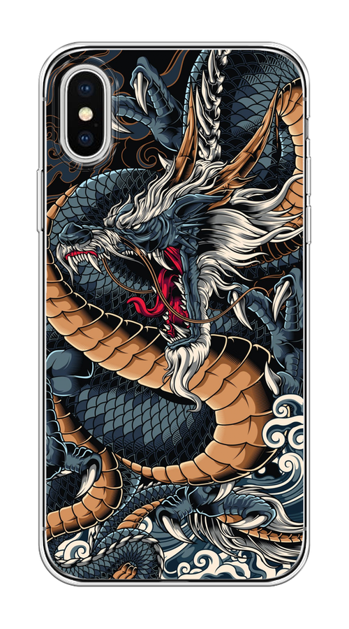

Чехол на Apple iPhone X/XS "Japanese Dragon", Коричневый;черный;синий, 11850-1