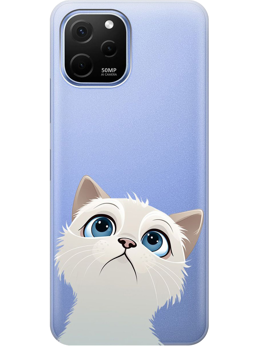 

Силиконовый чехол на Huawei nova Y61 с принтом "Белый котик" прозрачный, Прозрачный;белый, 762098511